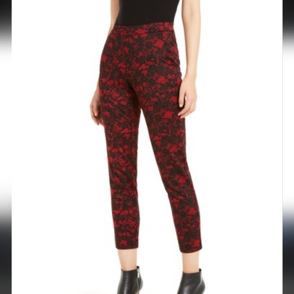 White House Black Market Red Lace Inspired The Slim Pants Ankle Pull On Sz S - Picture 1 of 12